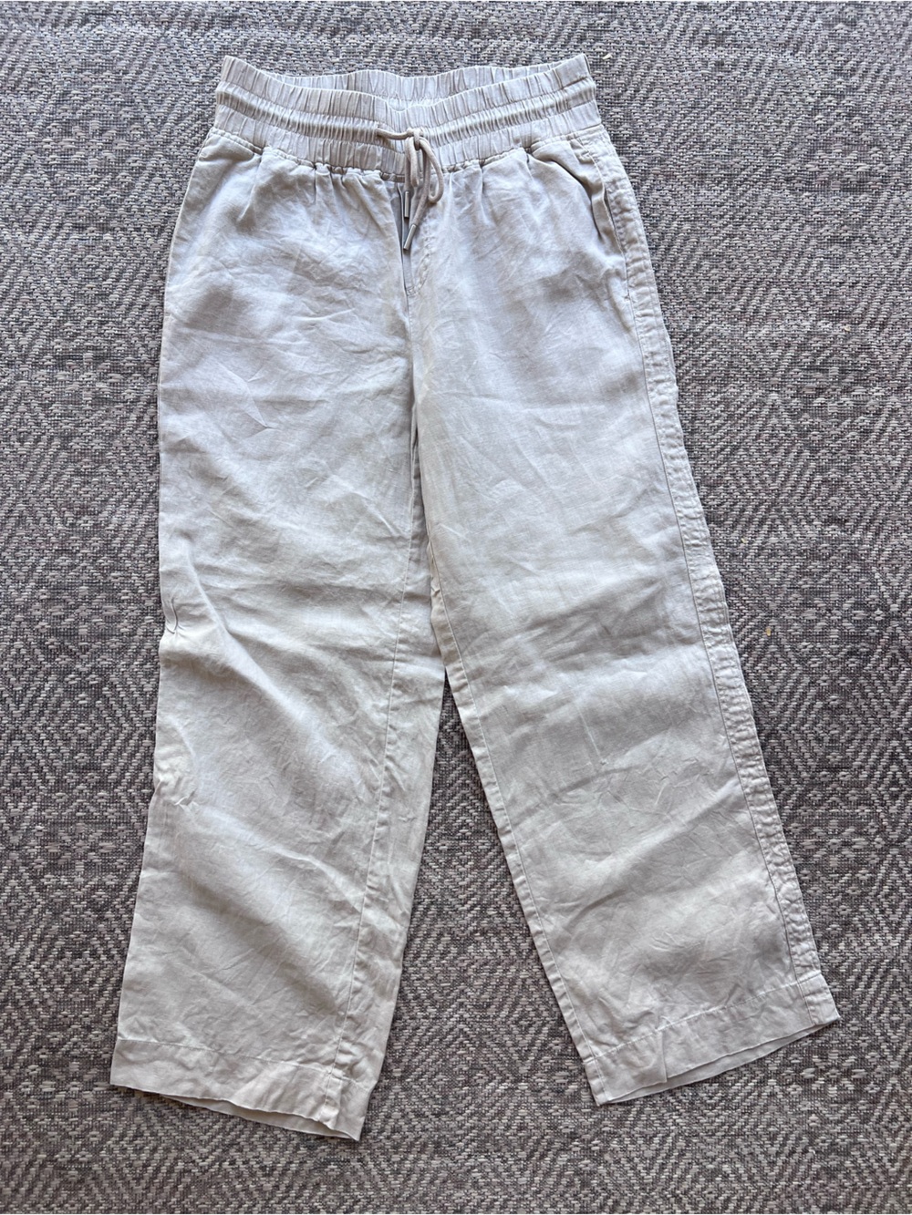 Quince 100% European Linen Wide Leg Drawstring Pants Beige Women's Medium